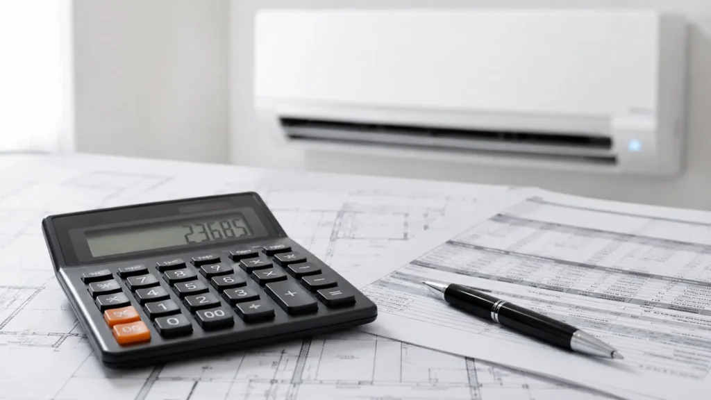 Cliente calculando la rentabilidad entre reparar una aerotermia vieja o comprar un equipo nuevo eficiente.