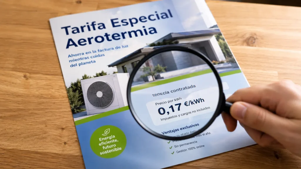 Letra pequeña abusiva en las tarifas eléctricas comercializadas específicamente para clientes de aerotermia.