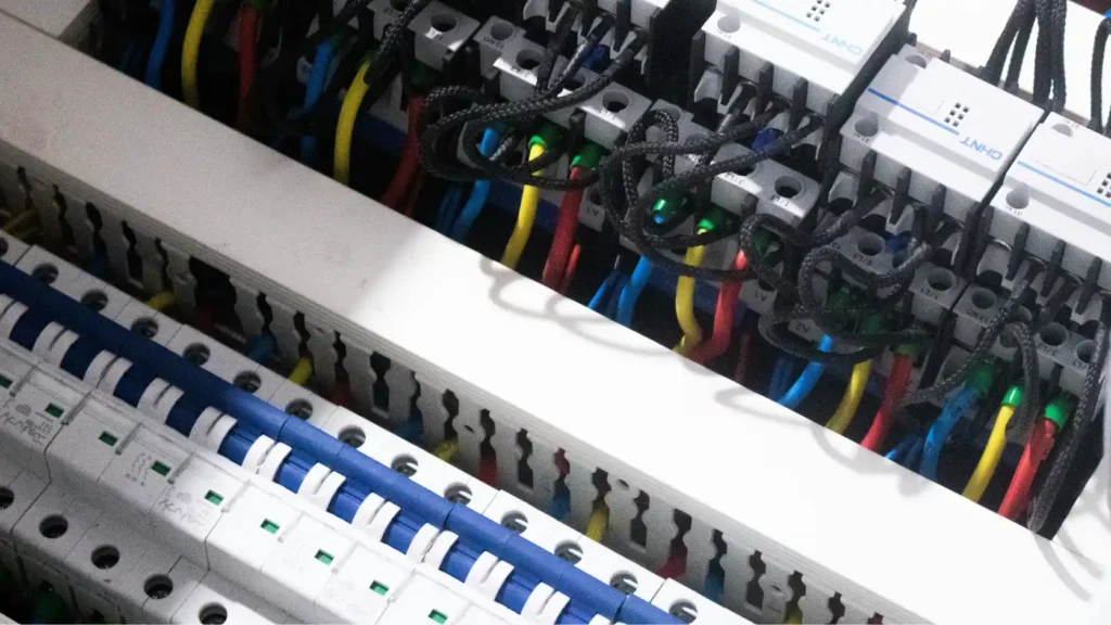 Cuadro eléctrico moderno con protecciones adecuadas para evitar averías y alargar la vida útil de la aerotermia.