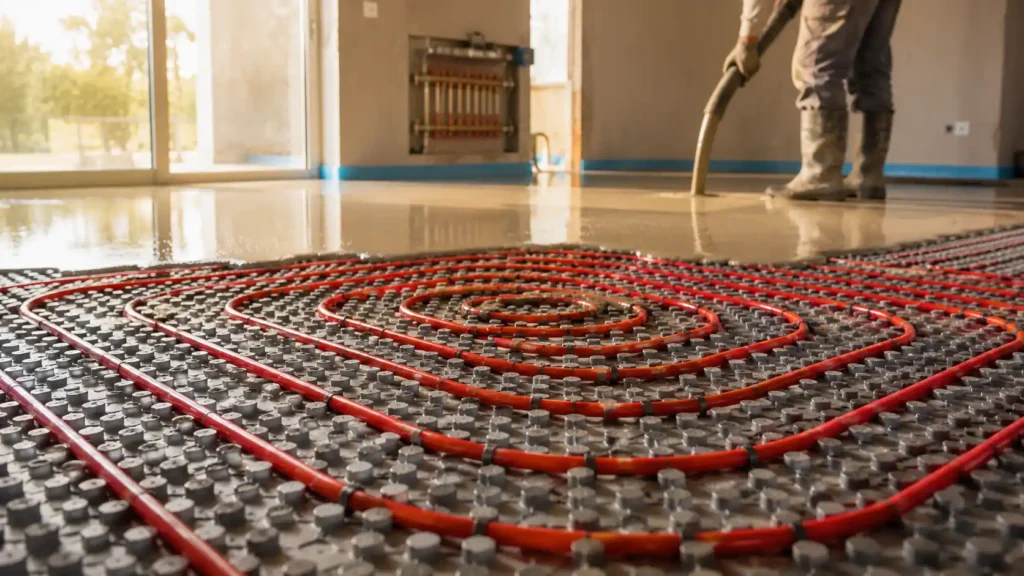 Instalación profesional de tuberías de suelo radiante como alternativa a los radiadores antiguos