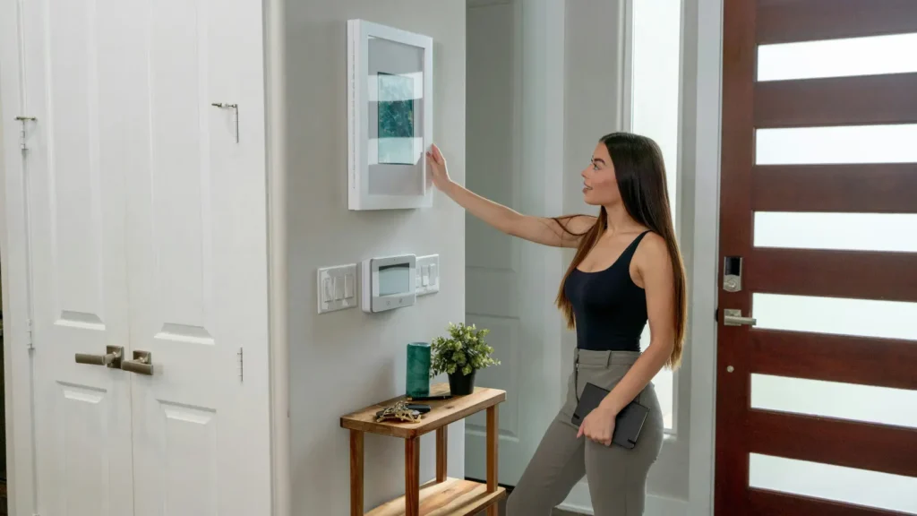 Medidor eléctrico bidireccional instalado en fachada de vivienda, representando el sistema de compensación simplificada de excedentes fotovoltaicos y su precio real de mercado