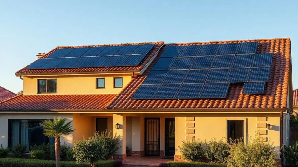 Vivienda unifamiliar española con instalación solar fotovoltaica correctamente dimensionada para autoconsumo directo, sin sobredimensionado de paneles para excedentes