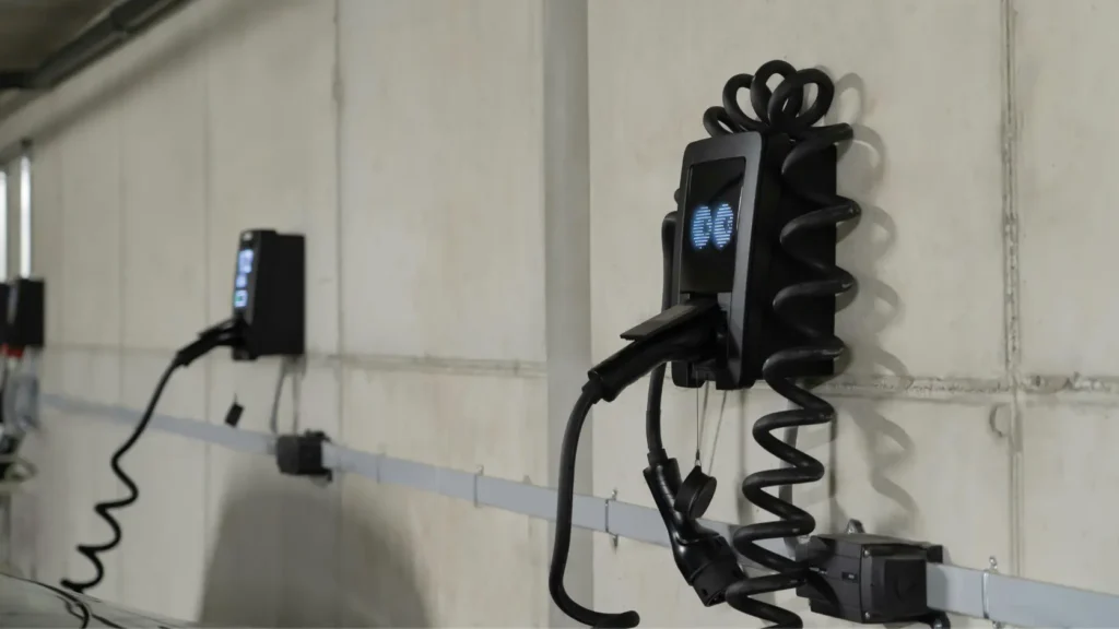 Inversor solar instalado en pared de garaje con cableado ordenado sin logos visibles, representando el componente con vida útil limitada de 10 a 15 años en una instalación fotovoltaica
